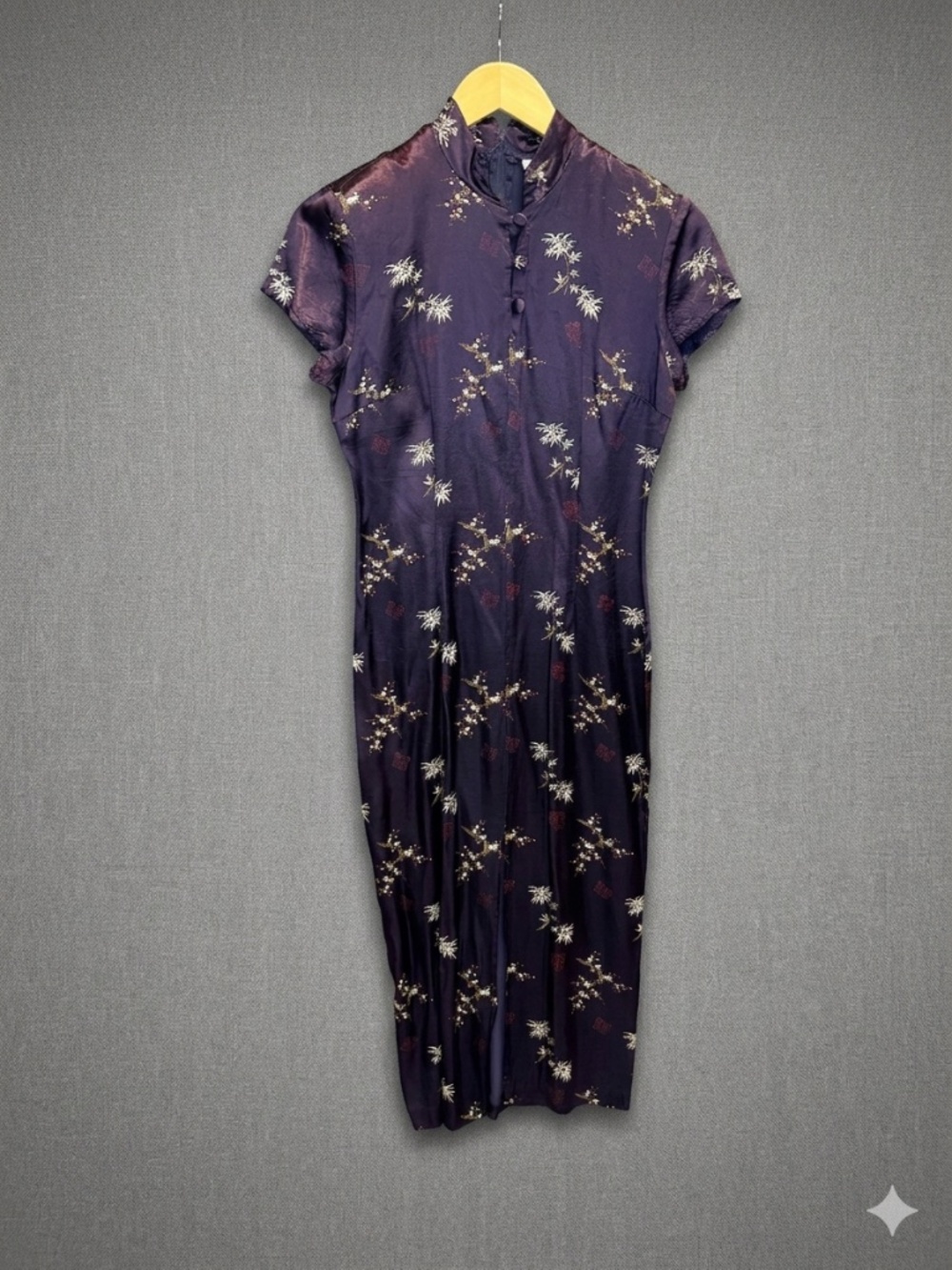 Vintage Breakin' Loose Purple Floral Cheongsam Dress Qipao Midi 90s Y2K